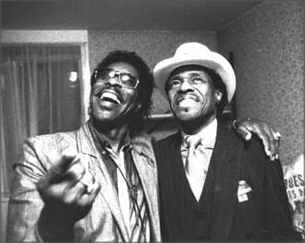 Buddy (left) and Junior Wells after the show 