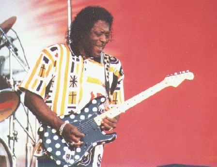 Buddy on stage during one of the many blues festivals in the summer of 1995. 